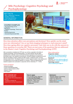 MSc Psychology: Cognitive Psychology and Psychophysiology