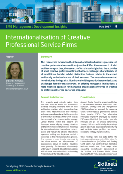 Internationalisation of Creative Professional Service Firms