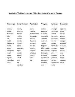 Verbs for Writing Learning Objectives in the Cognitive Domain