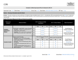 Colorado`s Unified Improvement Plan for Schools for 2013