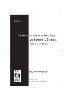 The Safety Assessment of Novel Foods and Concepts to Determine