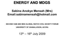 Energy and the millennium development goals