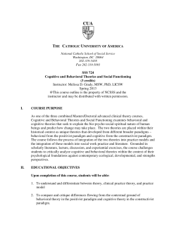 SSS 724 Cognitive and Behavioral Theories and Social Functioning