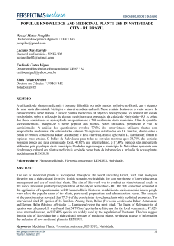 popular knowledge and medicinal plants use in natividade city