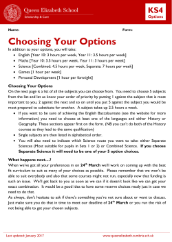 Choosing Your Options