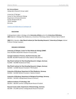 Independent Research Group Leader University of T&uuml;bingen Center