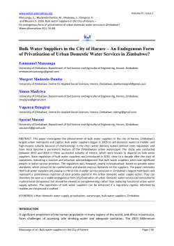 Bulk Water Suppliers in the City of Harare &ndash; An
