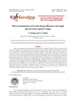Phycoremediation of textile dying effluents with algal species from