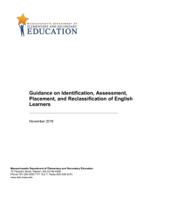 Guidance on Identification, Assessment, Placement, and