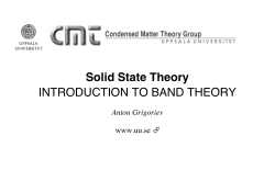 Solid State Theory INTRODUCTION TO BAND THEORY