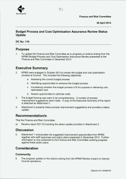 92 Budget Process and Cost Optimisation Assurance Review Status