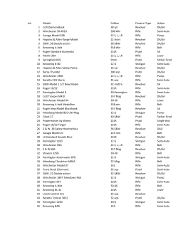 Lot Model Caliber Firearm Type Action S/N Extras 1 Colt