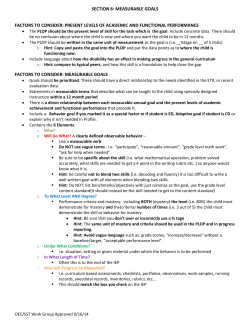 SECTION 6: MEASURABLE GOALS FACTORS TO CONSIDER