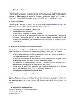 Evaluation outcomes