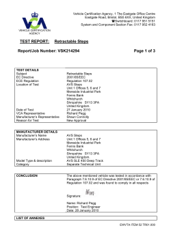 TEST REPORT: Retractable Steps Report/Job Number