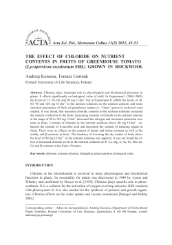 THE EFFECT OF CHLORIDE ON NUTRIENT CONTENTS IN