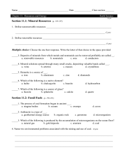 Section 11.1: Mineral Resources
