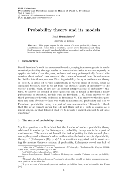 Probability theory and its models