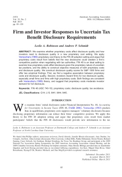 Firm and Investor Responses to Uncertain Tax Benefit Disclosure