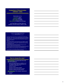 Comparison of first-principles methods / codes How to choose the