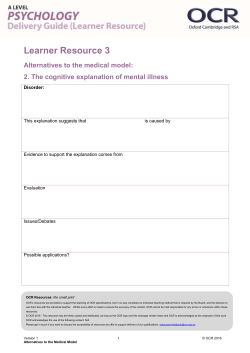 OCR A Level Psychology Alternatives to the Medical Model Delivery