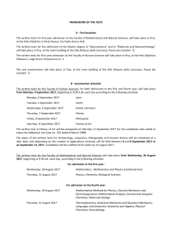 FRAMEWORK OF THE TESTS A - Scuola Normale Superiore