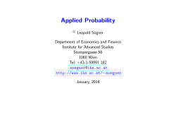 Applied Probability - Institute for Advanced Studies (IHS)