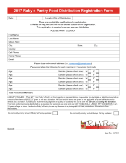 2017 Ruby`s Pantry Food Distribution Registration Form