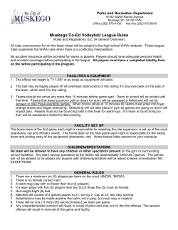 Muskego Co-Ed Volleyball League Rules