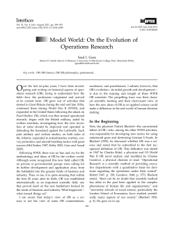 Model World: On the Evolution of Operations Research