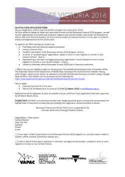 GO PITCH FUND APPLICATION FORM We are delighted to confirm