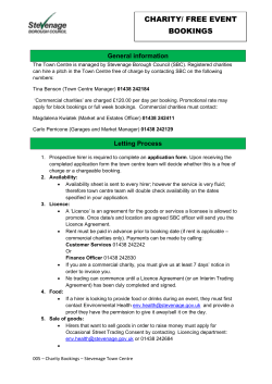 Small event and charity bookings process