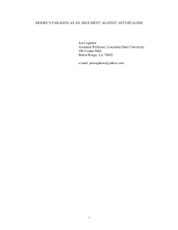 MOORE`S PARADOX AS AN ARGUMENT AGAINST ANTI