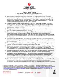Top Ten Things to Know Impact of Hypertension on Cognitive Function
