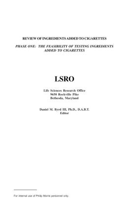 review of ingredients added to cigarettes phase one: the feasibility of