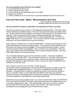 Fats and Fatty Acids - Nutrition Pure and Simple, LLC