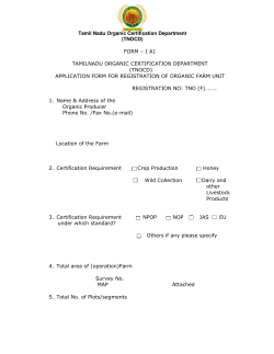 Tamil Nadu Organic Certification Department (TNOCD) FORM &ndash; I A1