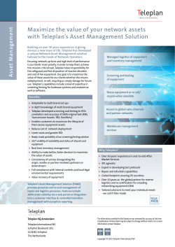 Maximize the value of your network assets with Teleplan`s Asset