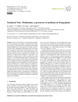 Methionine, a precursor of methane in living plants