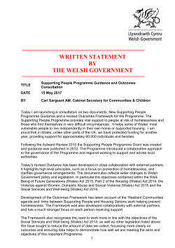 Supporting People Programme Guidance and Outcomes Consultation