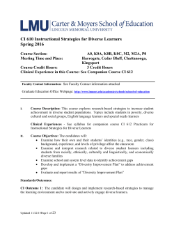 CI 610 Instructional Strategies for Diverse Learners Spring 2016