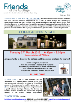college open night - Irish Baptist College