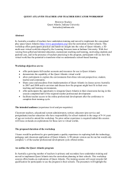 Quest Atlantis Workshop Session for ACEC