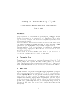 A study on the transmittivity of Tyvek - Duke Physics