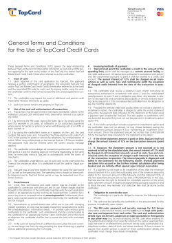 General Terms and Conditions for the Use of TopCard Credit Cards