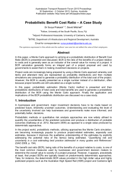 Probabilistic Benefit Cost Ratio &ndash; A Case Study