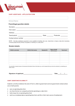 CSEF Dairy Assistance Application form