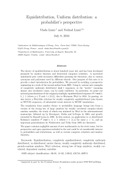 Equidistribution, Uniform distribution