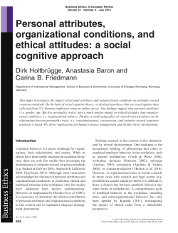 Personal attributes, organizational conditions, and ethical attitudes