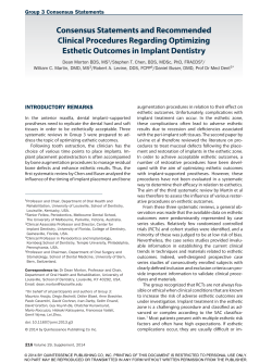 Consensus Statements and Recommended Clinical Procedures